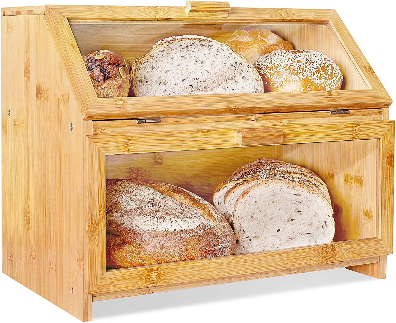 Bread Box with Bamboo Lid Cutting Board